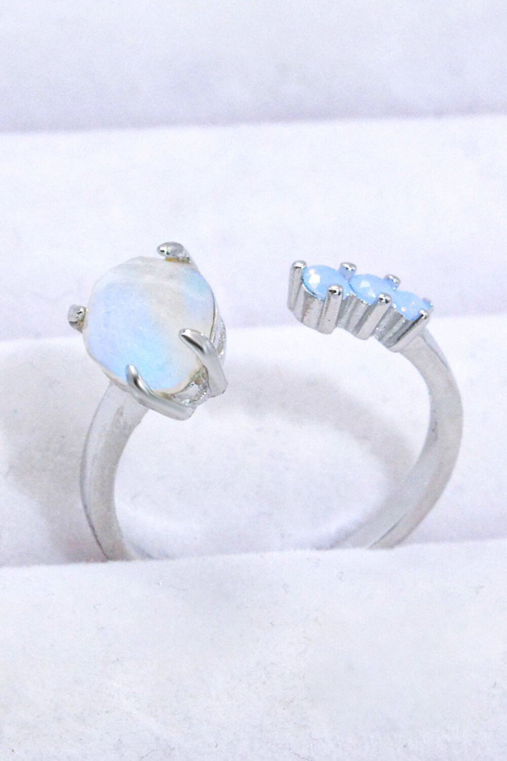 18K Rose Gold-Plated Moonstone Open Ring - Kings Crown Jewel Boutique