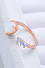 18K Rose Gold-Plated Moonstone Open Ring - Kings Crown Jewel Boutique