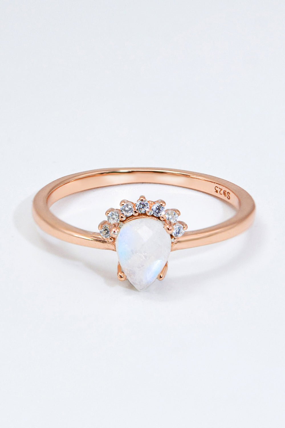 18K Rose Gold-Plated Pear Shape Natural Moonstone Ring - Kings Crown Jewel Boutique