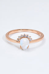 18K Rose Gold-Plated Pear Shape Natural Moonstone Ring - Kings Crown Jewel Boutique