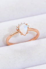 18K Rose Gold-Plated Pear Shape Natural Moonstone Ring - Kings Crown Jewel Boutique