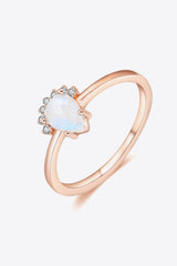 18K Rose Gold-Plated Pear Shape Natural Moonstone Ring - Kings Crown Jewel Boutique