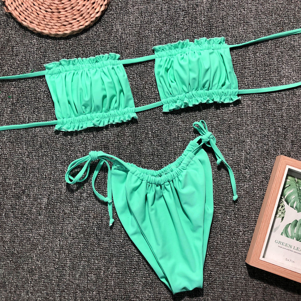 Frill Trim Ruched Bikini Set king-general-store-5710.myshopify.com