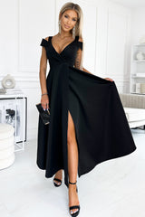 Cold-Shoulder Surplice Neck Maxi Dress king-general-store-5710.myshopify.com