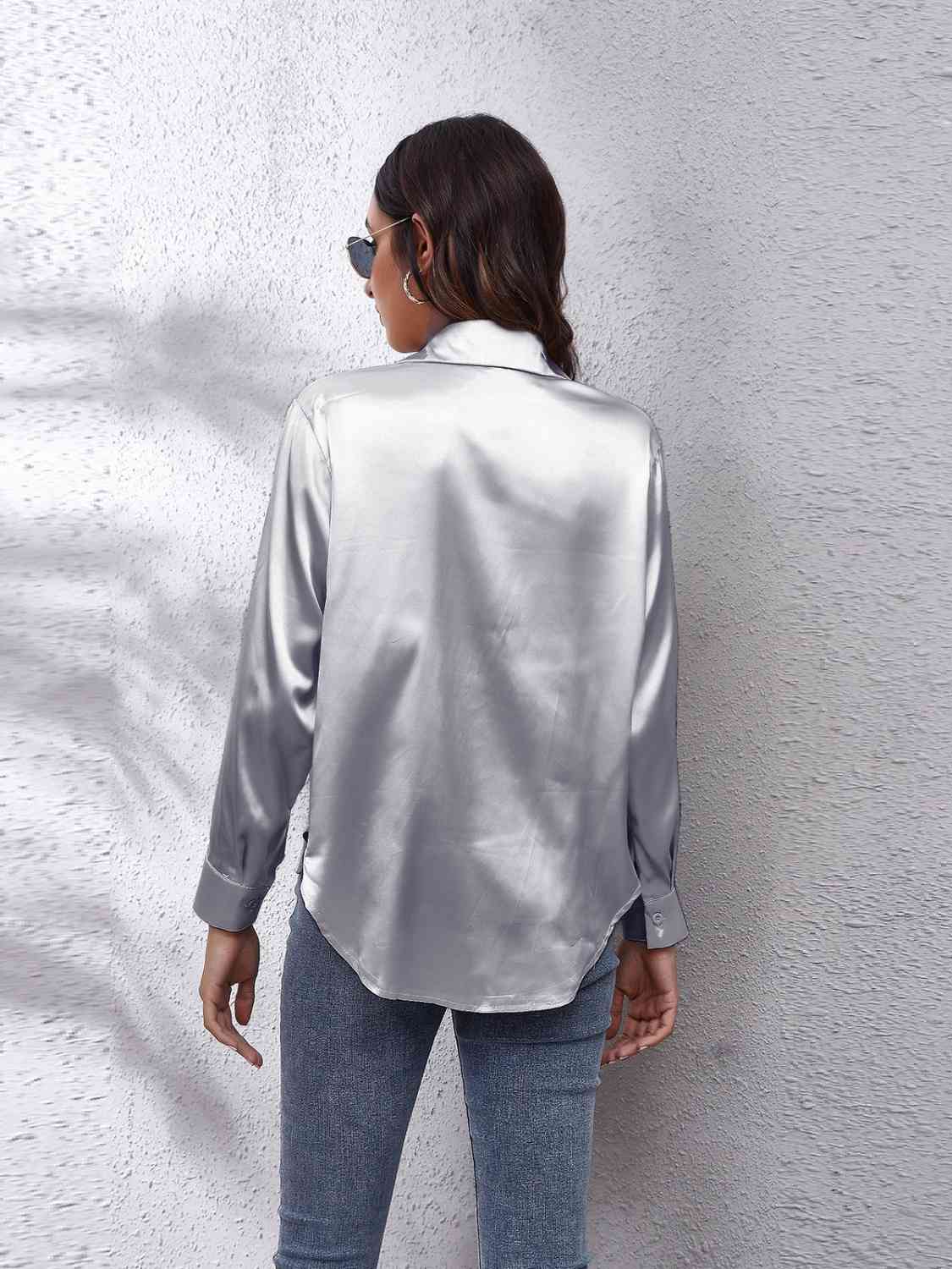 Collared Neck Buttoned Long Sleeve Shirt king-general-store-5710.myshopify.com