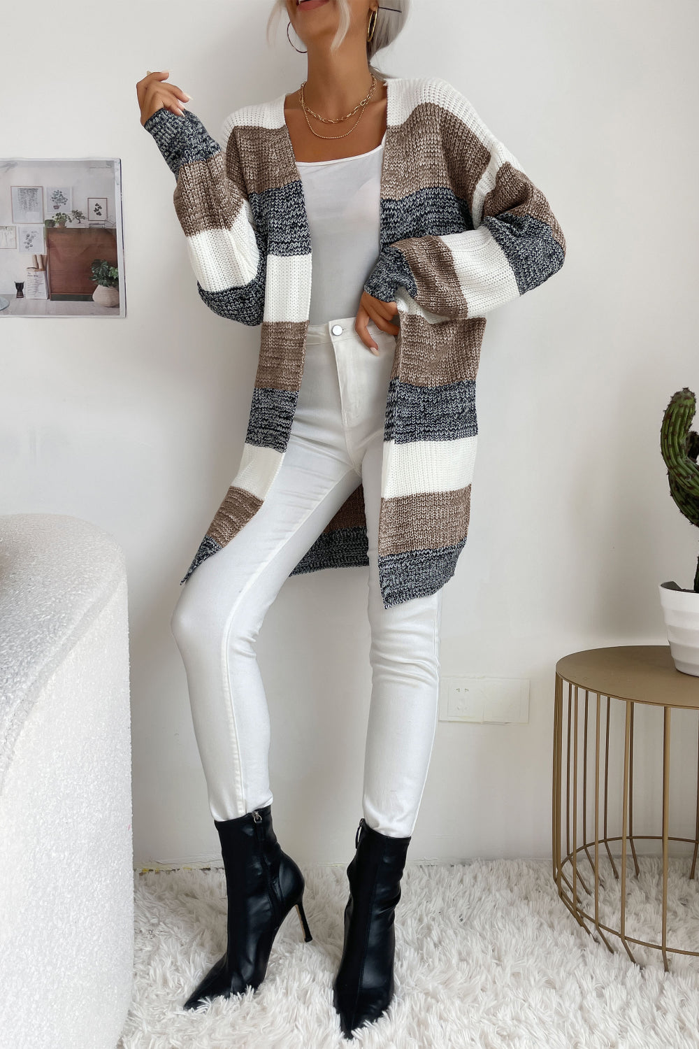 Striped Long Sleeve Duster Cardigan king-general-store-5710.myshopify.com