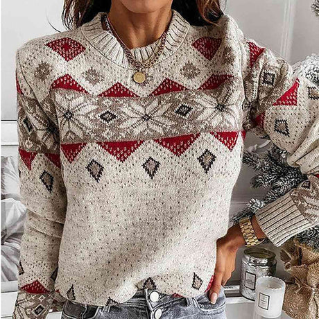 Snowflake Round Neck Sweater king-general-store-5710.myshopify.com