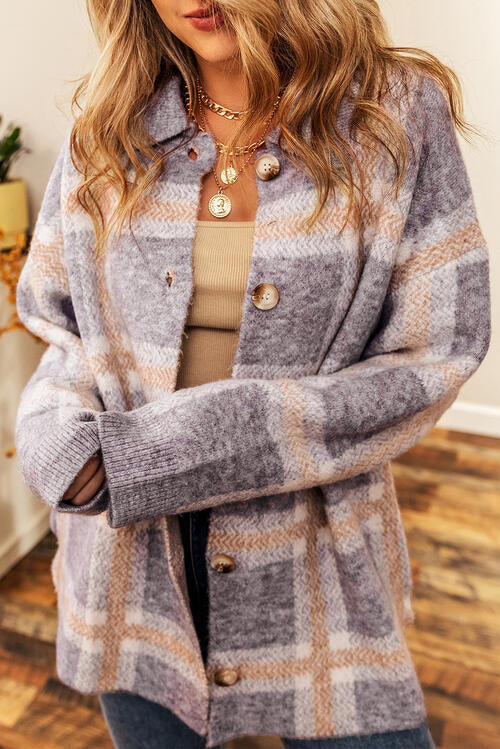 Button Up Plaid Long Sleeve Cardigan king-general-store-5710.myshopify.com