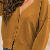 Dropped Shoulder Half Button Cardigan king-general-store-5710.myshopify.com