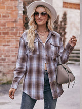 Plaid Dropped Shoulder Longline Shirt king-general-store-5710.myshopify.com