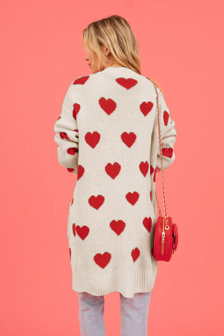 Heart Graphic Open Front Cardigan with Pockets king-general-store-5710.myshopify.com