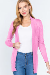 ACTIVE BASIC Ribbed Trim Open Front Cardigan king-general-store-5710.myshopify.com