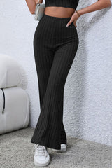 Basic Bae Full Size Ribbed High Waist Flare Pants king-general-store-5710.myshopify.com