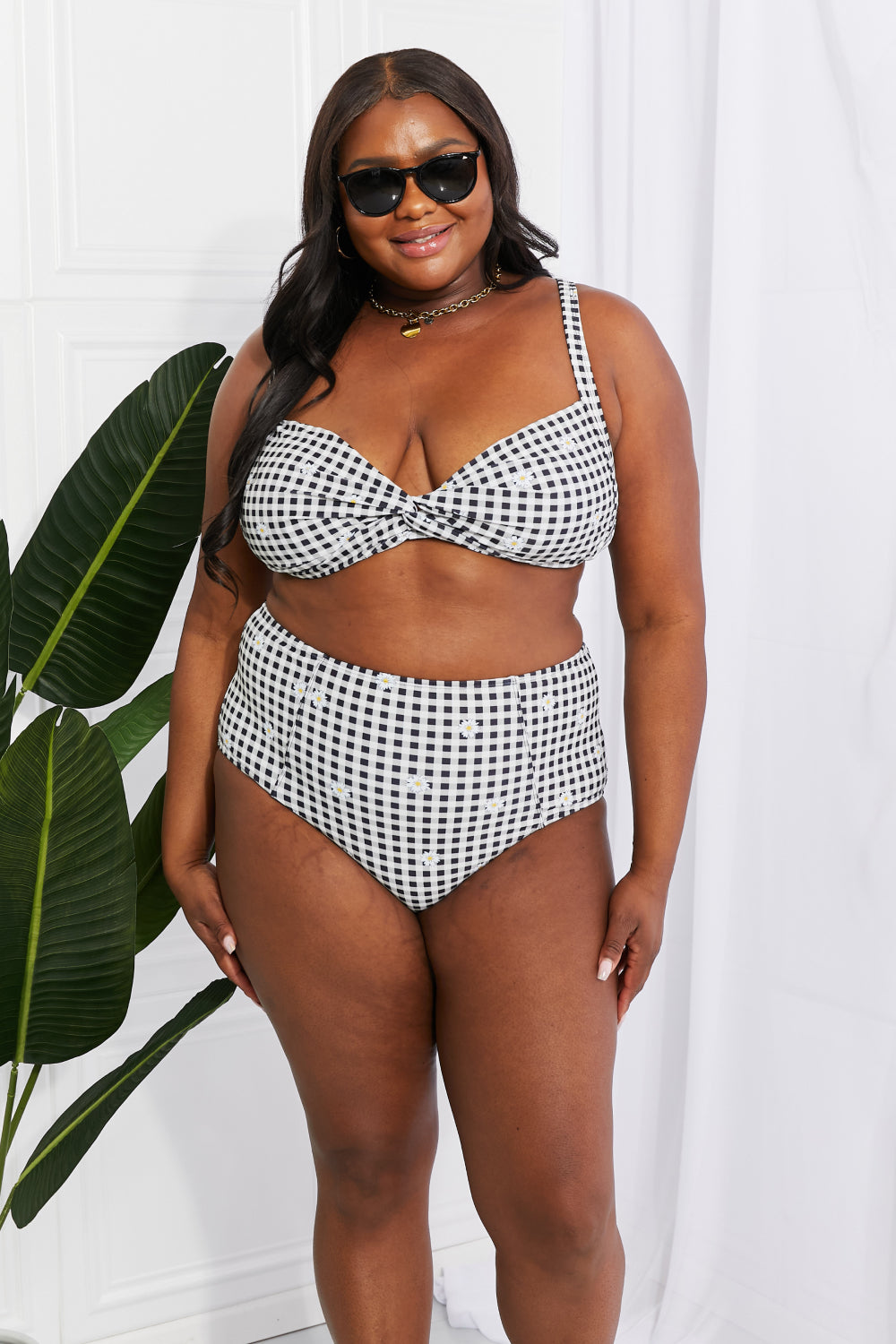 Marina West Swim Take A Dip Twist High-Rise Bikini in Black king-general-store-5710.myshopify.com