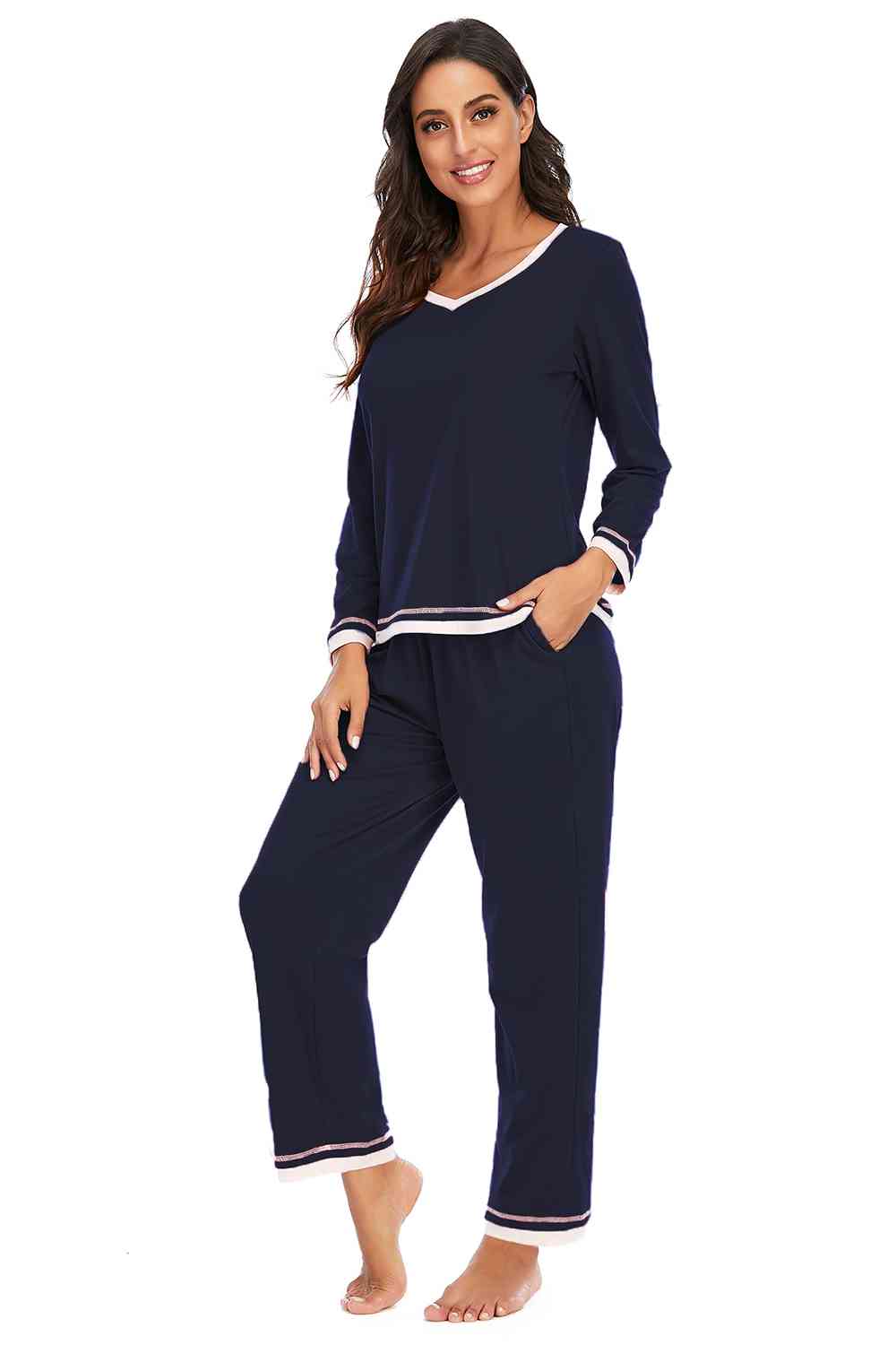 V-Neck Top and Pants Lounge Set king-general-store-5710.myshopify.com