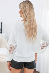 Openwork V-Neck Raglan Sleeve Sweater king-general-store-5710.myshopify.com