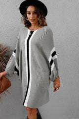 Ribbed Round Neck Long Sleeve Sweater Dress king-general-store-5710.myshopify.com