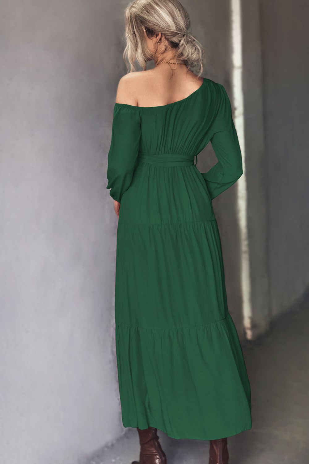 Belted One-Shoulder Tiered Maxi Dress king-general-store-5710.myshopify.com