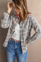 Plaid Drawstring Hooded Shirt Jacket king-general-store-5710.myshopify.com