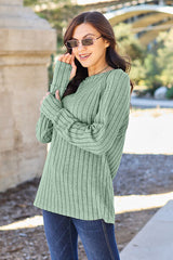 Basic Bae Full Size Ribbed Round Neck Long Sleeve Knit Top king-general-store-5710.myshopify.com