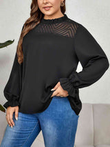 Plus Size Round Neck Flounce Sleeve Blouse king-general-store-5710.myshopify.com