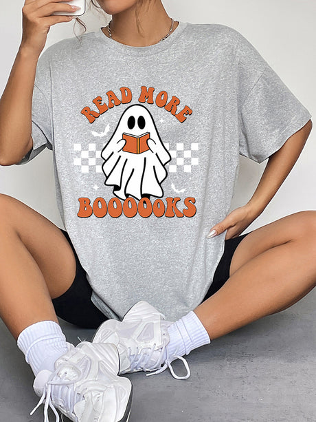 Round Neck Short Sleeve Ghost Graphic T-Shirt king-general-store-5710.myshopify.com