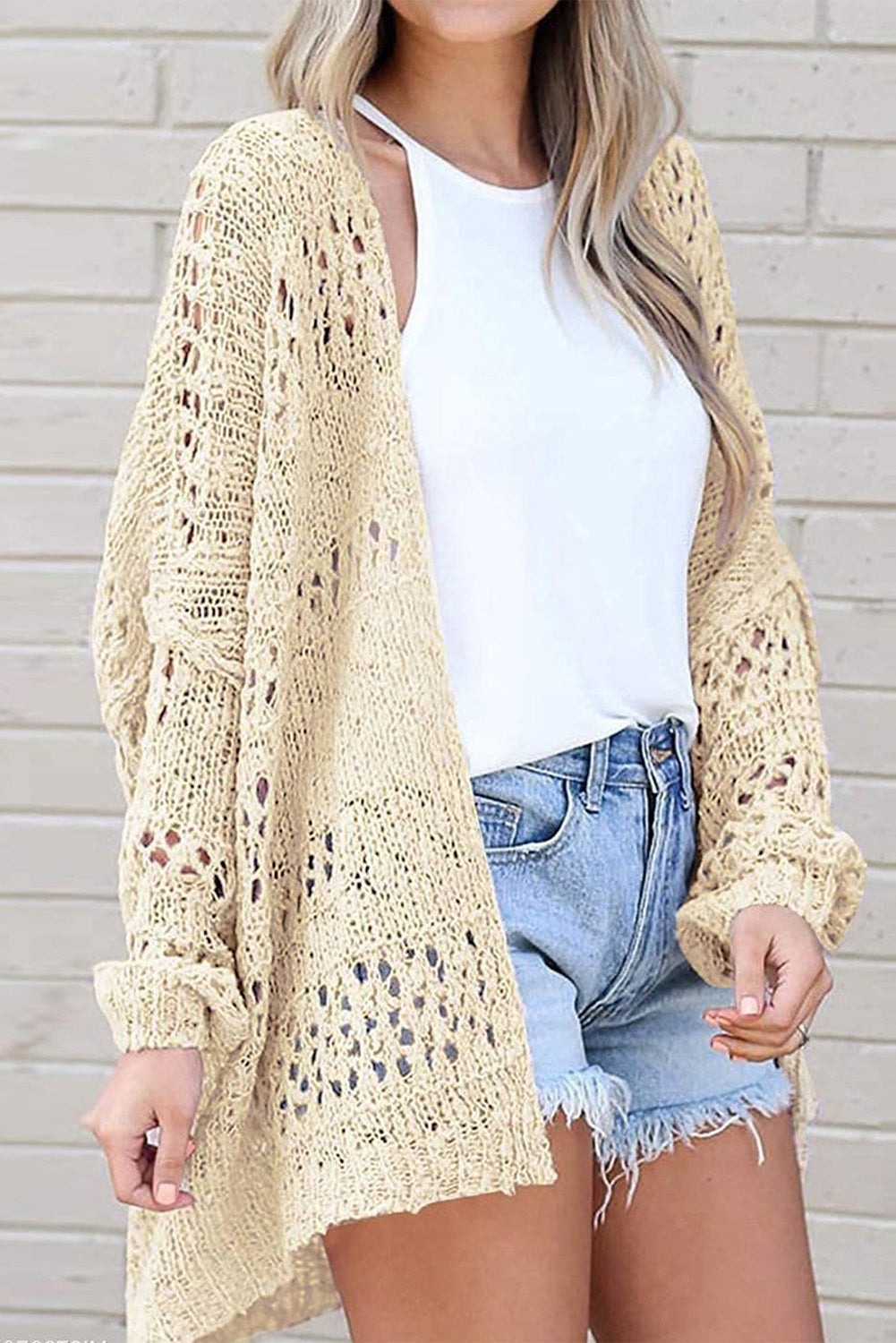 Openwork Long Sleeve Cardigan king-general-store-5710.myshopify.com