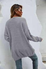 Open Front Openwork Fuzzy Cardigan with Pockets king-general-store-5710.myshopify.com