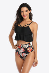 Tropical Print Ruffled Two-Piece Swimsuit king-general-store-5710.myshopify.com