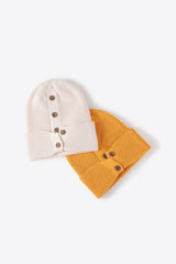 Button Detail Rib-Knit Cuff Beanie king-general-store-5710.myshopify.com