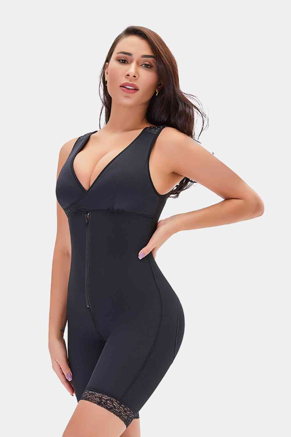 Full Size Lace Trim Shapewear with Zipper king-general-store-5710.myshopify.com