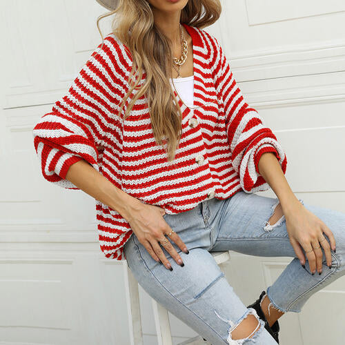 Striped Button Down Long Sleeve Cardigan king-general-store-5710.myshopify.com