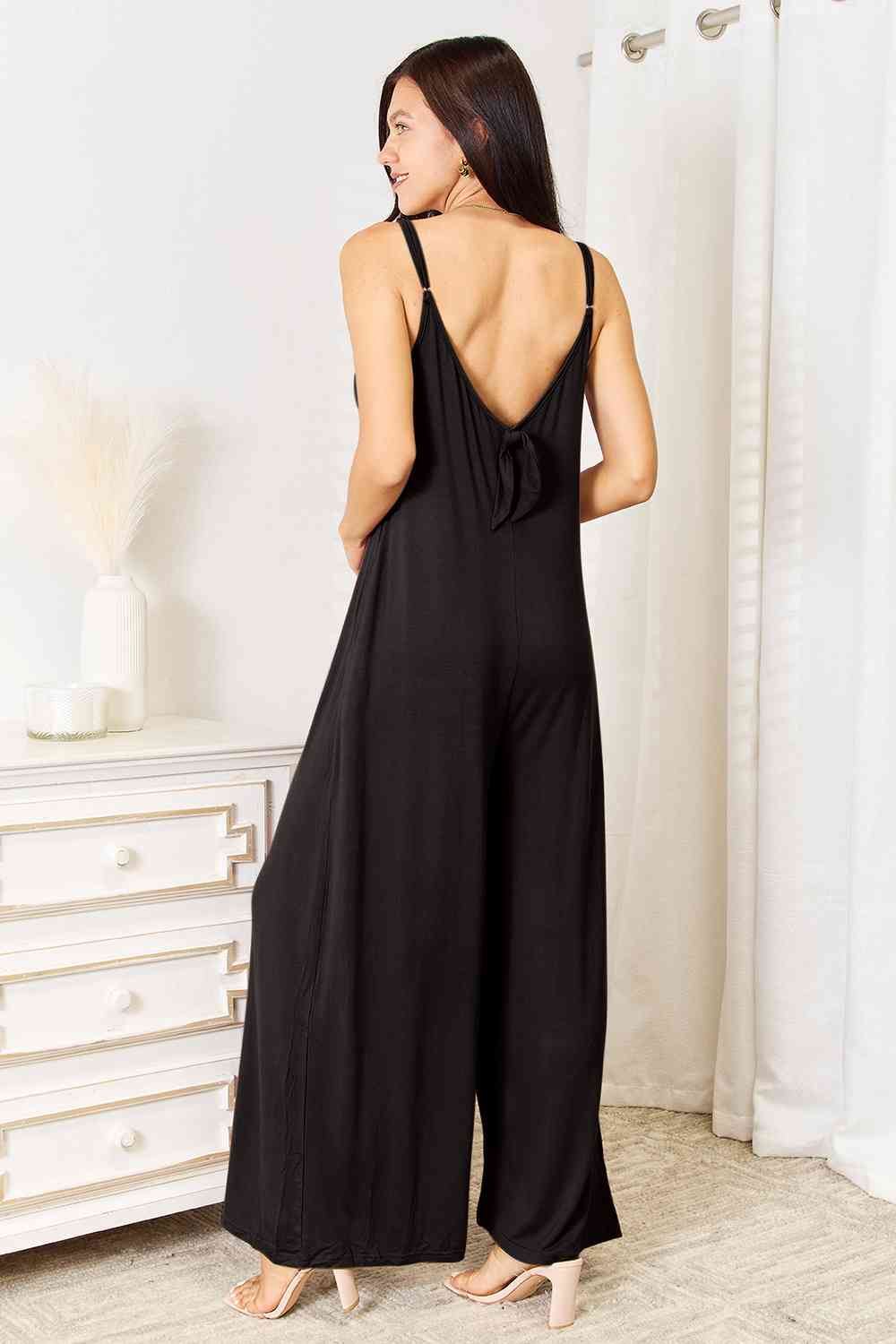 Double Take Full Size Soft Rayon Spaghetti Strap Tied Wide Leg Jumpsuit king-general-store-5710.myshopify.com