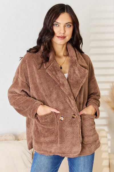 Culture Code Double Breasted Fuzzy Coat king-general-store-5710.myshopify.com