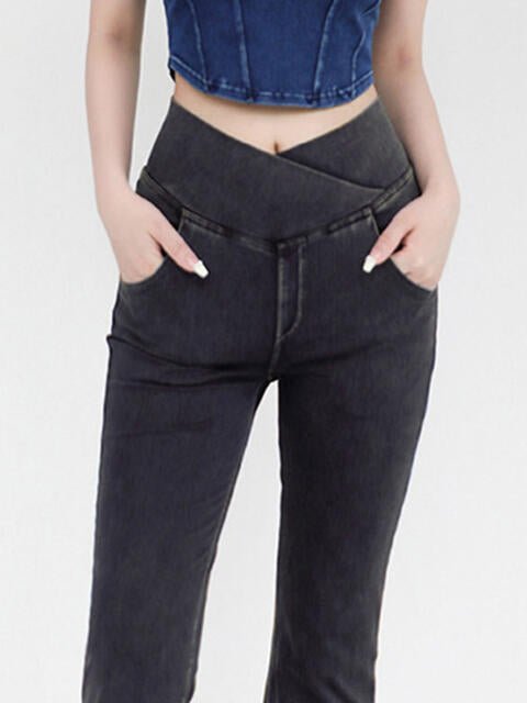 Wide Waistband Bootcut Jeans with Pockets king-general-store-5710.myshopify.com