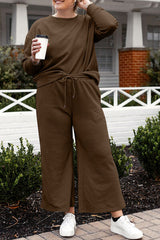 Double Take Full Size Textured Long Sleeve Top and Drawstring Pants Set king-general-store-5710.myshopify.com