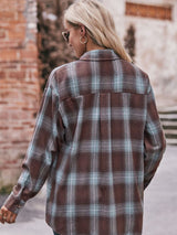 Plaid Dropped Shoulder Longline Shirt king-general-store-5710.myshopify.com