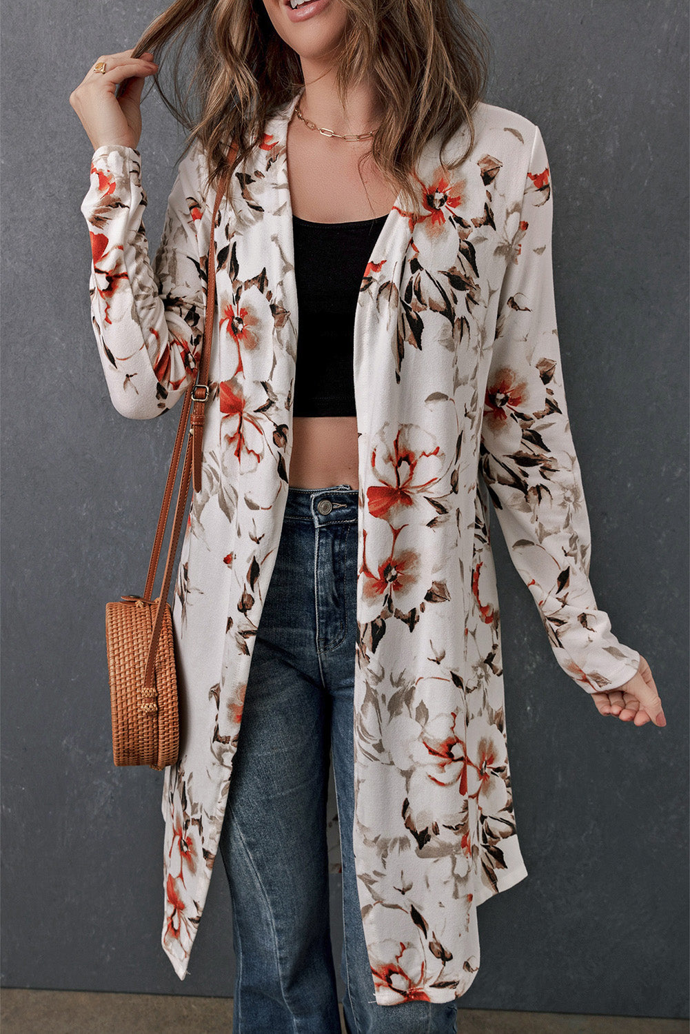 Printed Open Front Longline Cardigan king-general-store-5710.myshopify.com