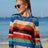 Rainbow Stripe Openwork Long Sleeve Cover-Up king-general-store-5710.myshopify.com