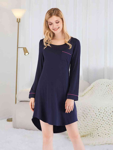 Round Neck Night Dress with Pocket king-general-store-5710.myshopify.com