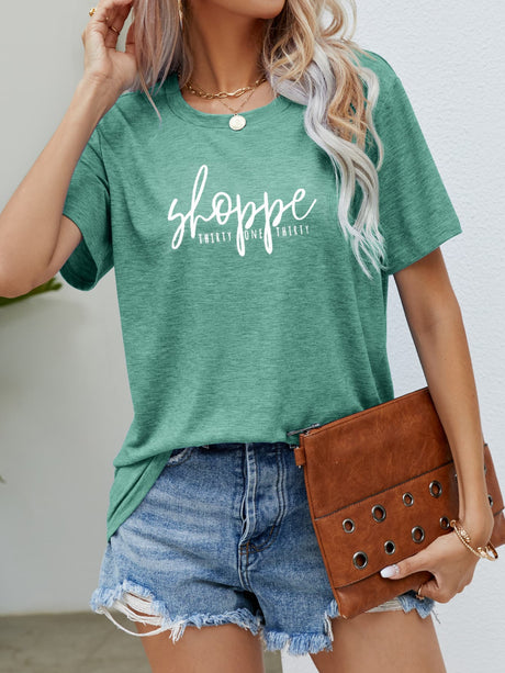 Slogan Graphic Round Neck Short Sleeve Tee king-general-store-5710.myshopify.com