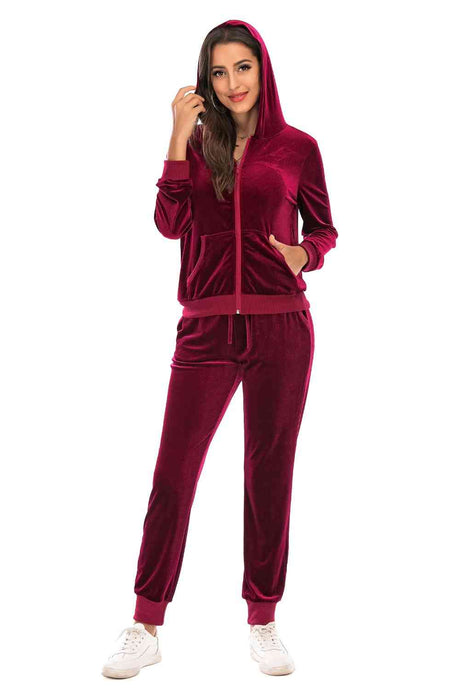 Zip-Up Hooded Jacket and Pants Set king-general-store-5710.myshopify.com