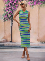 Striped Round Neck Sleeveless Midi Cover Up Dress king-general-store-5710.myshopify.com