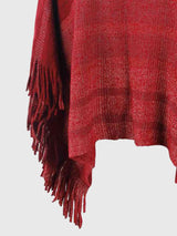 Striped Boat Neck Poncho with Fringes king-general-store-5710.myshopify.com