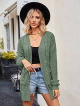 Cable-Knit Long Sleeve Cardigan king-general-store-5710.myshopify.com