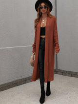 Double Take Waffle Knit Open Front Duster Cardigan With Pockets king-general-store-5710.myshopify.com