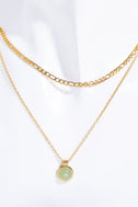 Copper 14K Gold Pleated Round Shape Aventurine Pendant Necklace king-general-store-5710.myshopify.com