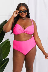 Marina West Swim Take A Dip Twist High-Rise Bikini in Pink king-general-store-5710.myshopify.com