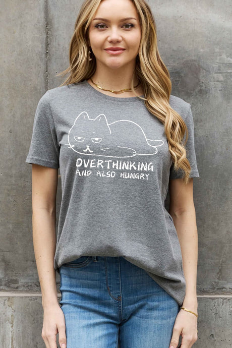 Simply Love Full Size OVERTHINKING AND ALSO HUNGRY Graphic Cotton Tee king-general-store-5710.myshopify.com