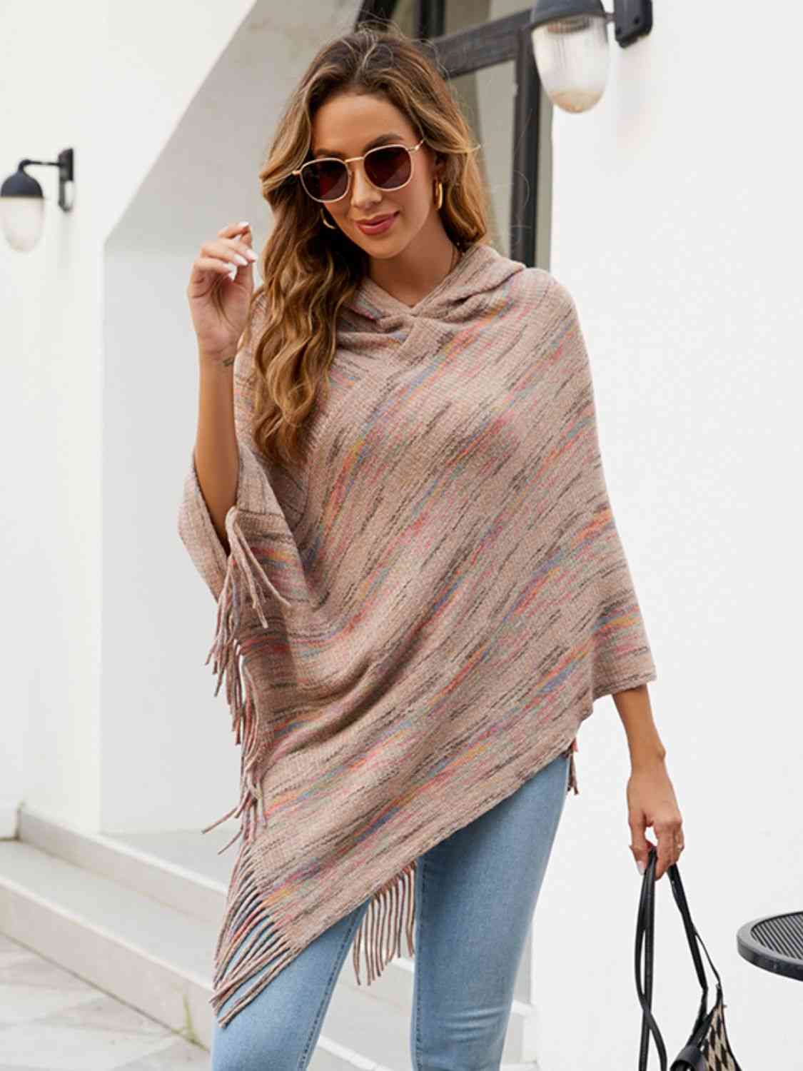 Fringe Hem Hooded Poncho king-general-store-5710.myshopify.com